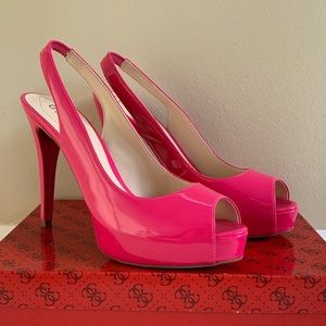 Hot Pink GUESS Peep-Toe Pumps